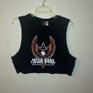 Divided Black Sleeveless Tank Crop Top